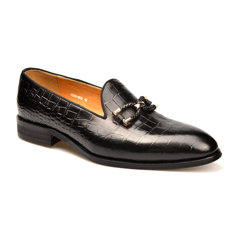 Miesten Loafers Ylellinen Krokotiilinahkainen Lipas Brogue-kenkiin - Musta