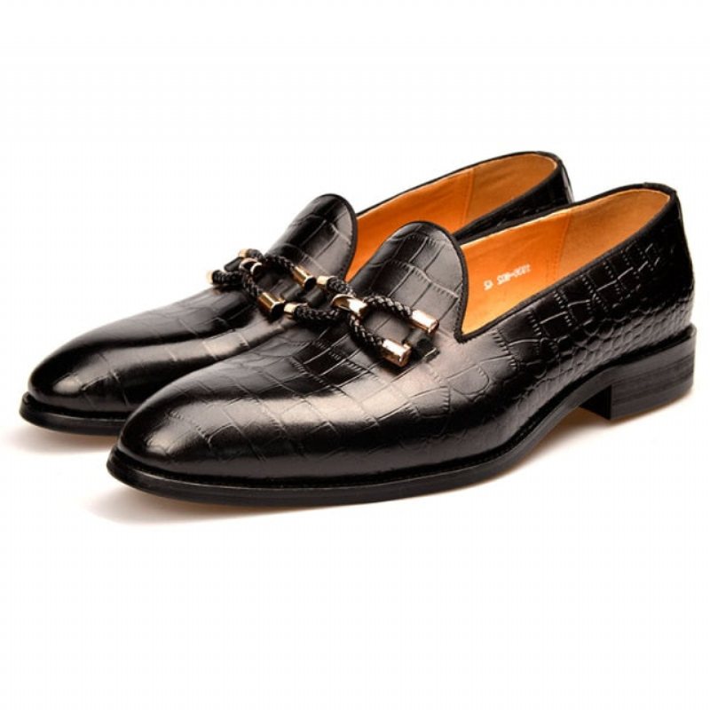 Miesten Loafers Ylellinen Krokotiilinahkainen Lipas Brogue-kenkiin - Musta