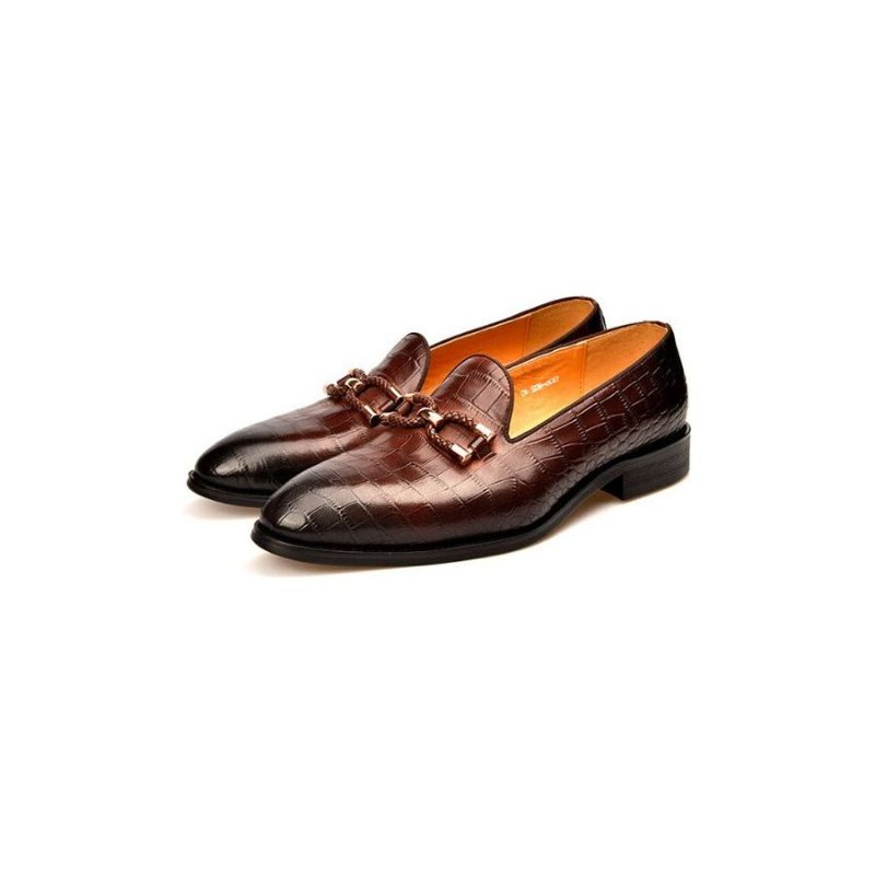 Miesten Loafers Ylellinen Krokotiilinahkainen Lipas Brogue-kenkiin - Kahvi