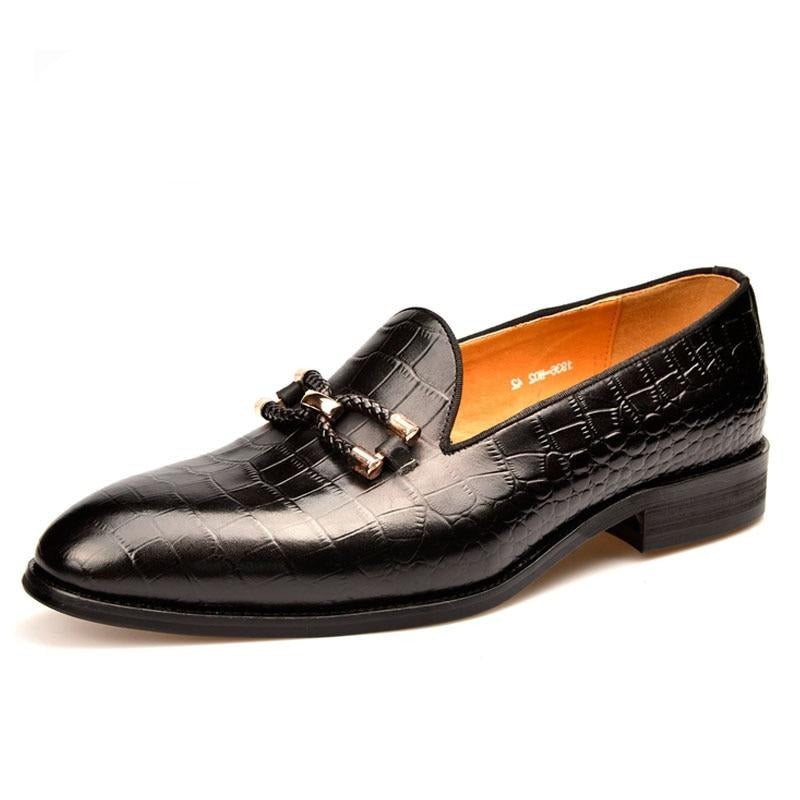 Miesten Loafers Ylellinen Krokotiilinahkainen Lipas Brogue-kenkiin - Musta