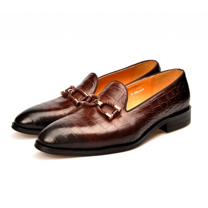 Miesten Loafers Ylellinen Krokotiilinahkainen Lipas Brogue-kenkiin - Kahvi