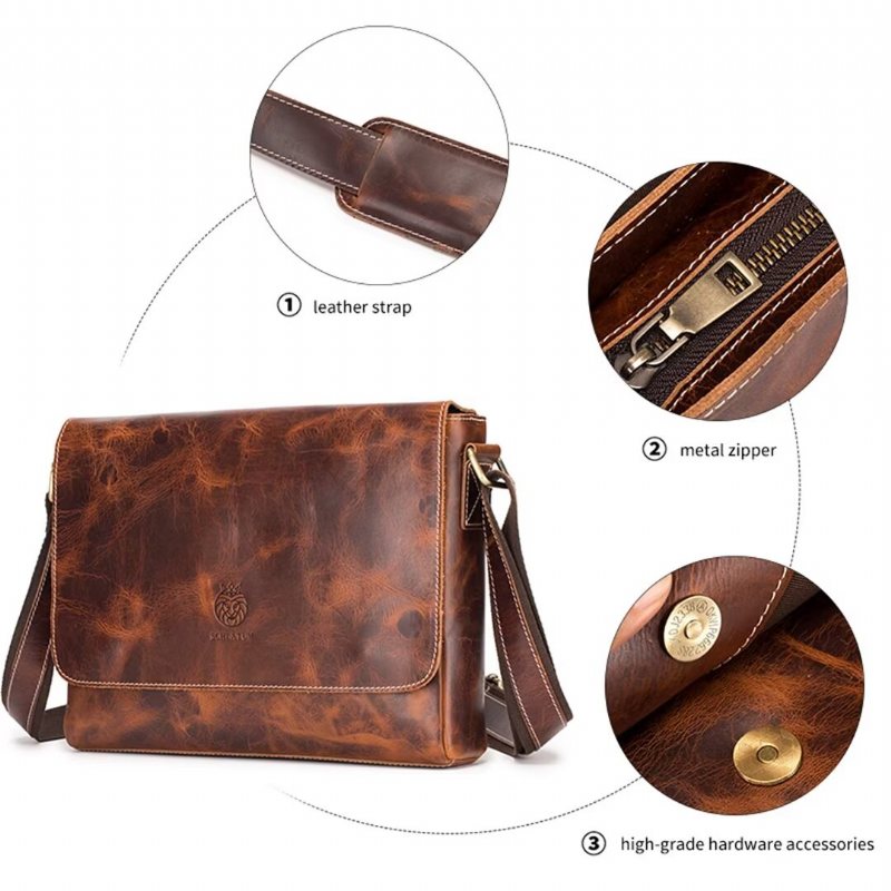 Miesten Olkalaukut Aristocrat Urban Leather Portfolio - Ruskea