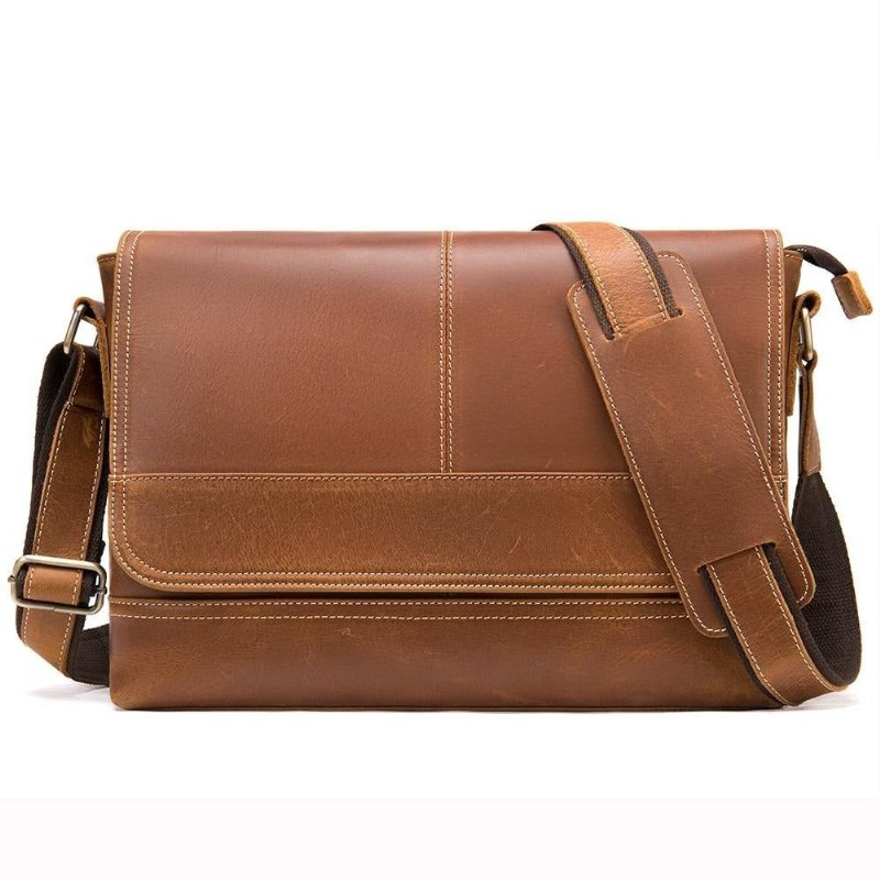 Miesten Olkalaukut Chic Cover Closure Crossbody Messenger Bag - Kahvia