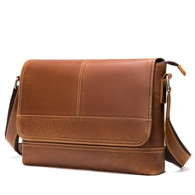 Miesten Olkalaukut Chic Cover Closure Crossbody Messenger Bag - Kahvia