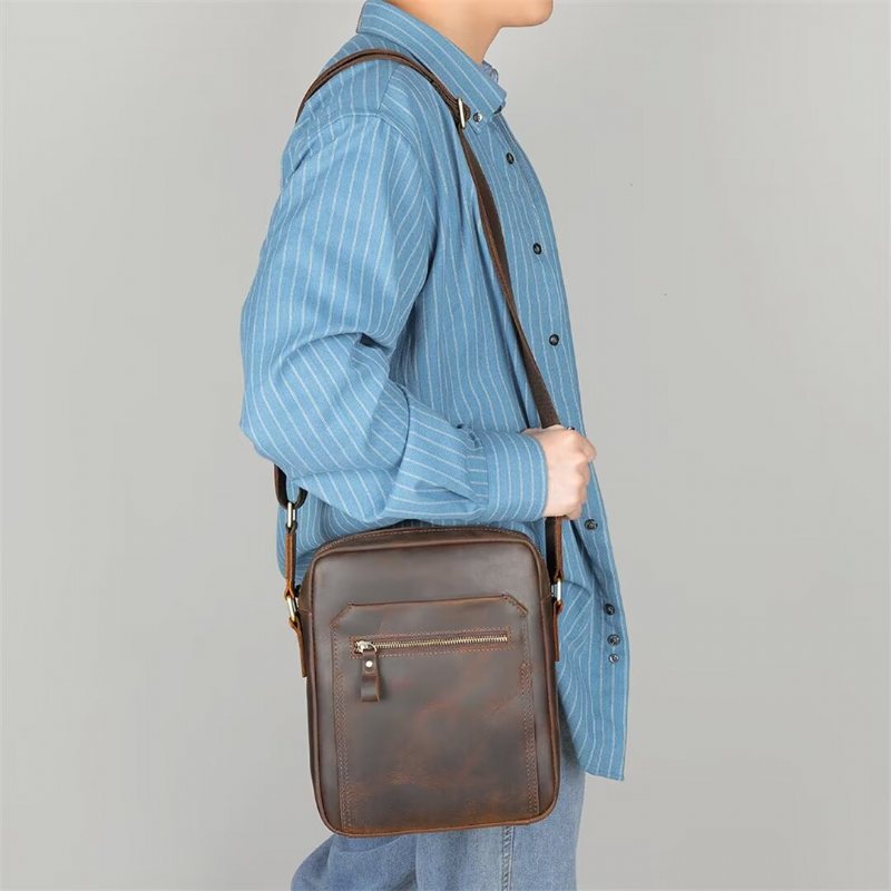 Miesten Olkalaukut Distinguished Dapper Alligator Leather Tote - Kahvi