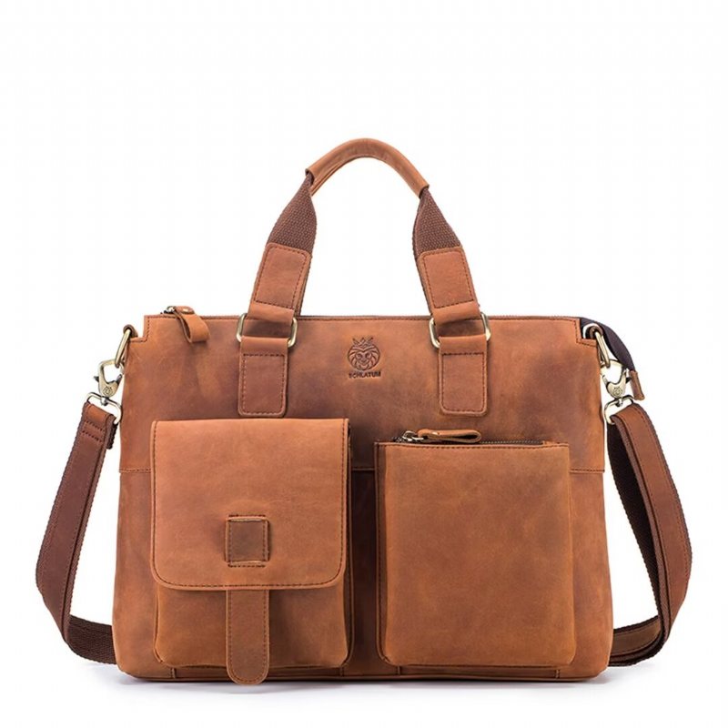 Miesten Olkalaukut Distinguished Square Leather Holdall - Musta