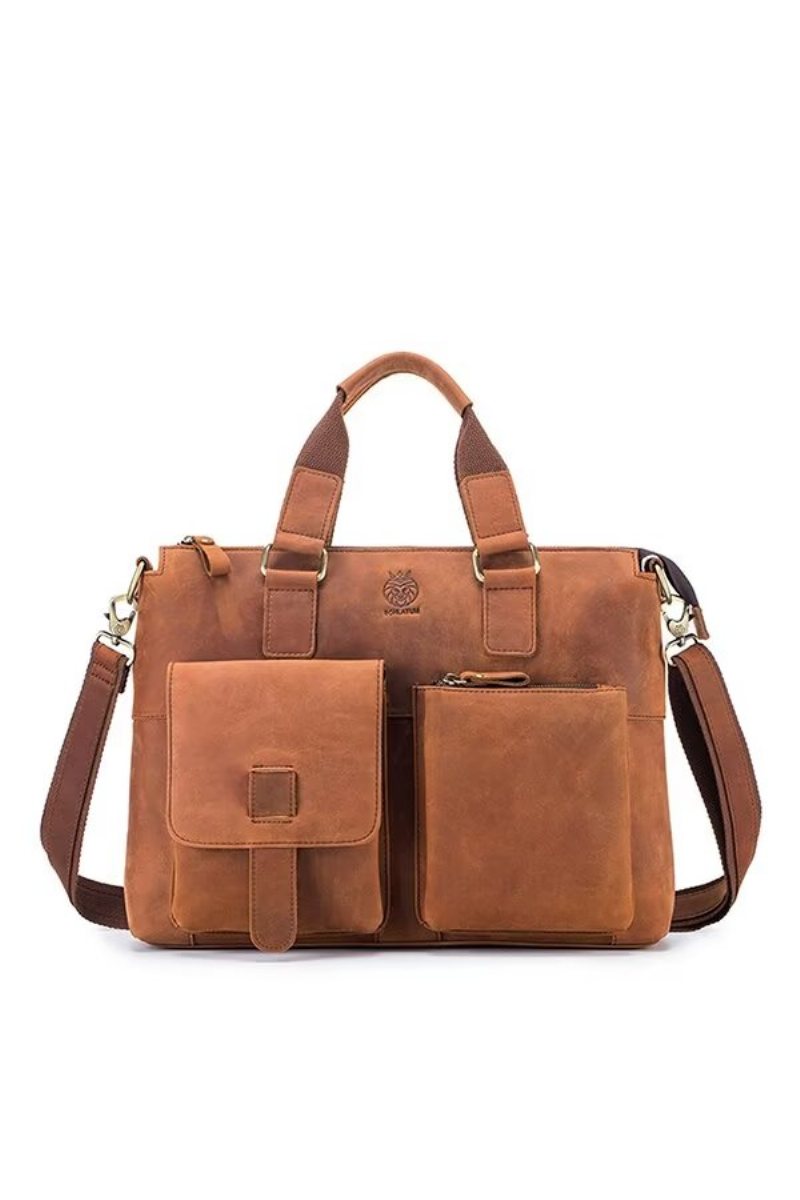 Miesten Olkalaukut Distinguished Square Leather Holdall - Musta