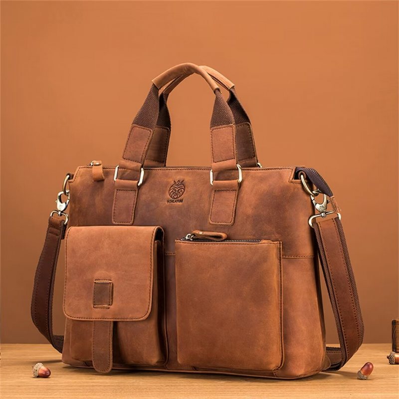 Miesten Olkalaukut Distinguished Square Leather Holdall - Musta