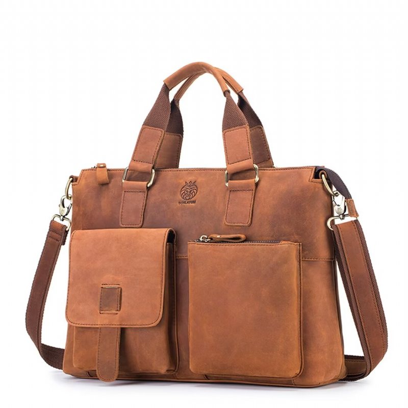 Miesten Olkalaukut Distinguished Square Leather Holdall - Musta