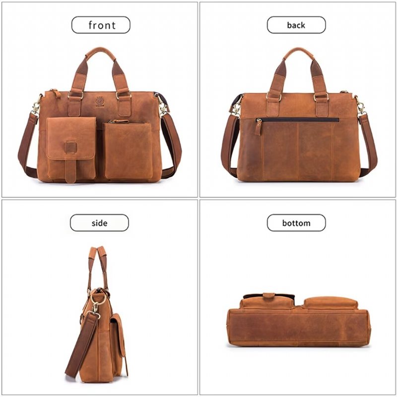 Miesten Olkalaukut Distinguished Square Leather Holdall - Musta