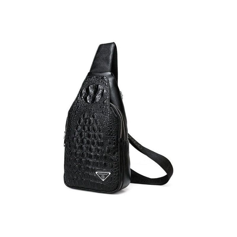 Miesten Olkalaukut Eksoottinen Croc-print Single Strap Sling -reppu - Musta