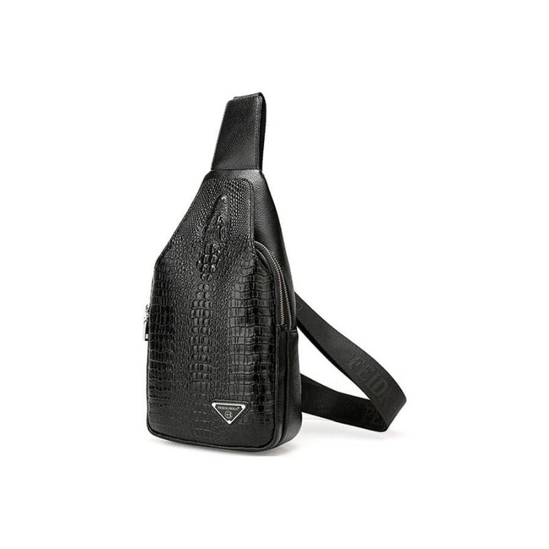 Miesten Olkalaukut Eksoottinen Croc-print Single Strap Sling -reppu - Musta