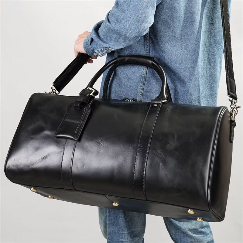 Miesten Olkalaukut Luxury Leathercraft Casual Tote - Musta