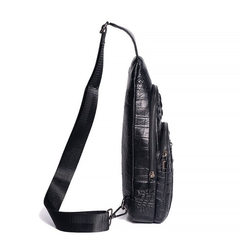 Miesten Olkalaukut Nahkainen Crossbody Messenger Bag - Musta