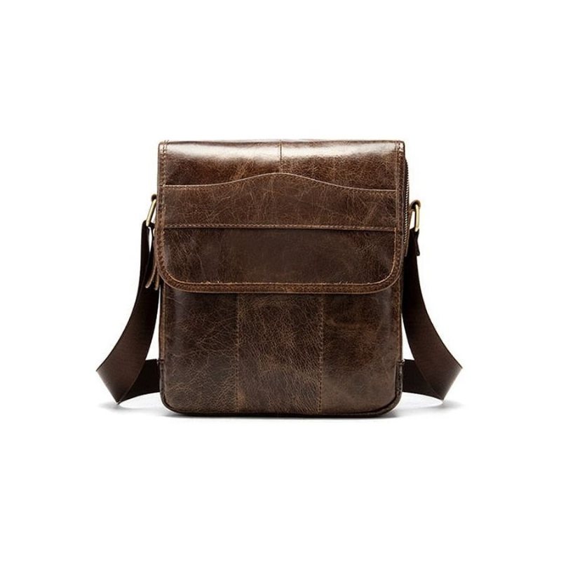 Miesten Olkalaukut Nahkainen Kiinteä Malli Crossbody Messenger Bag - Kahvi