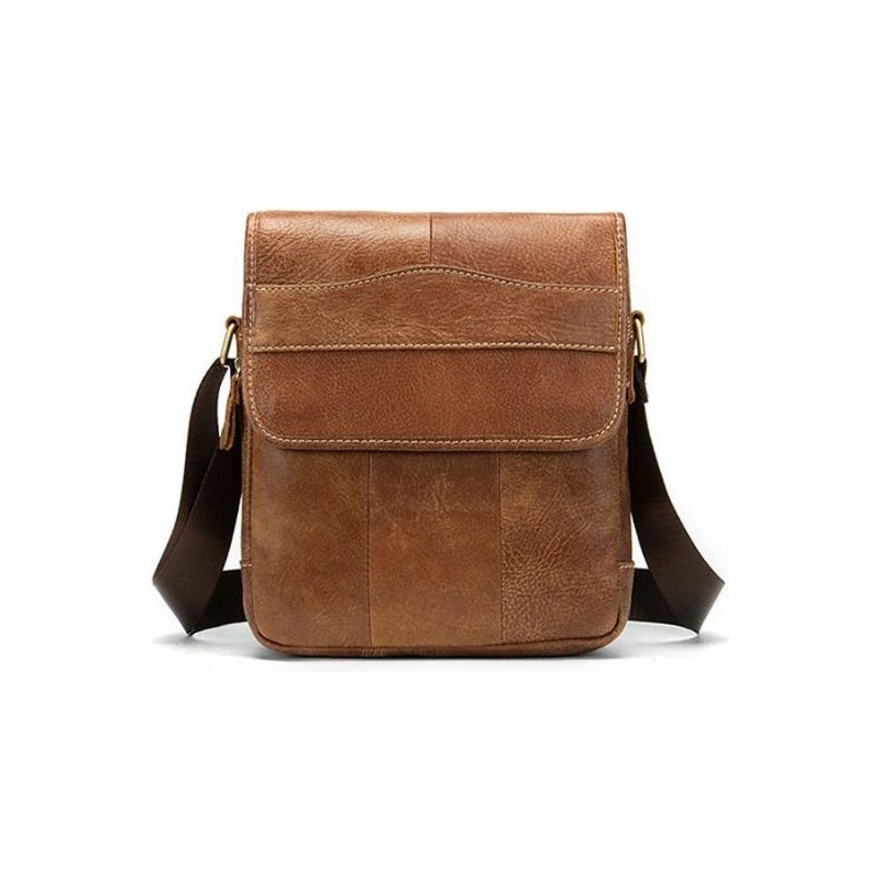 Miesten Olkalaukut Nahkainen Kiinteä Malli Crossbody Messenger Bag - Ruskea