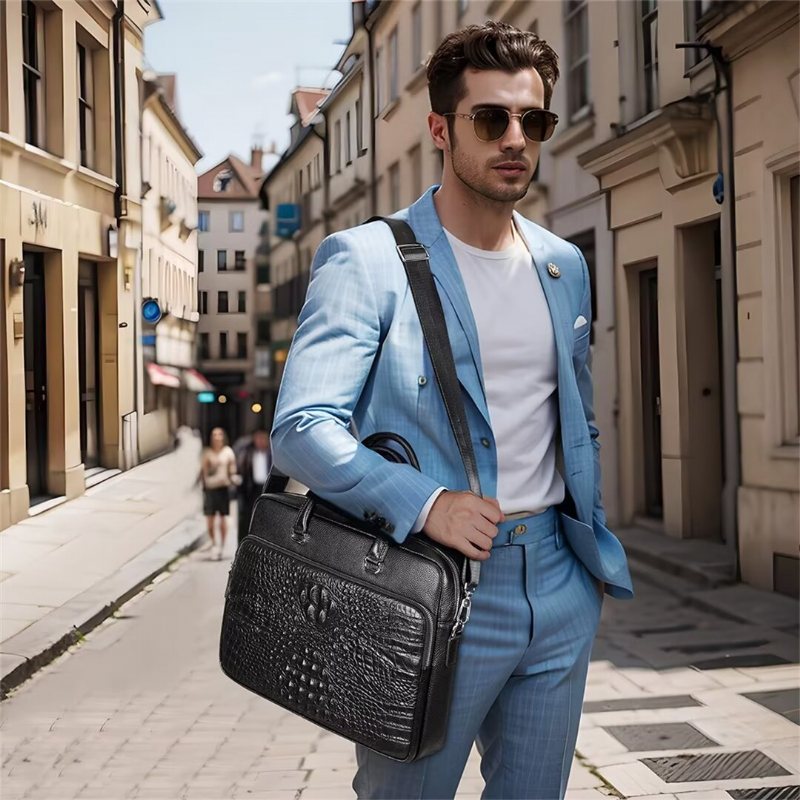 Miesten Olkalaukut Pinnacle Prestige Alligator Tote - Musta