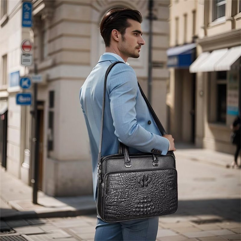 Miesten Olkalaukut Pinnacle Prestige Alligator Tote - Musta