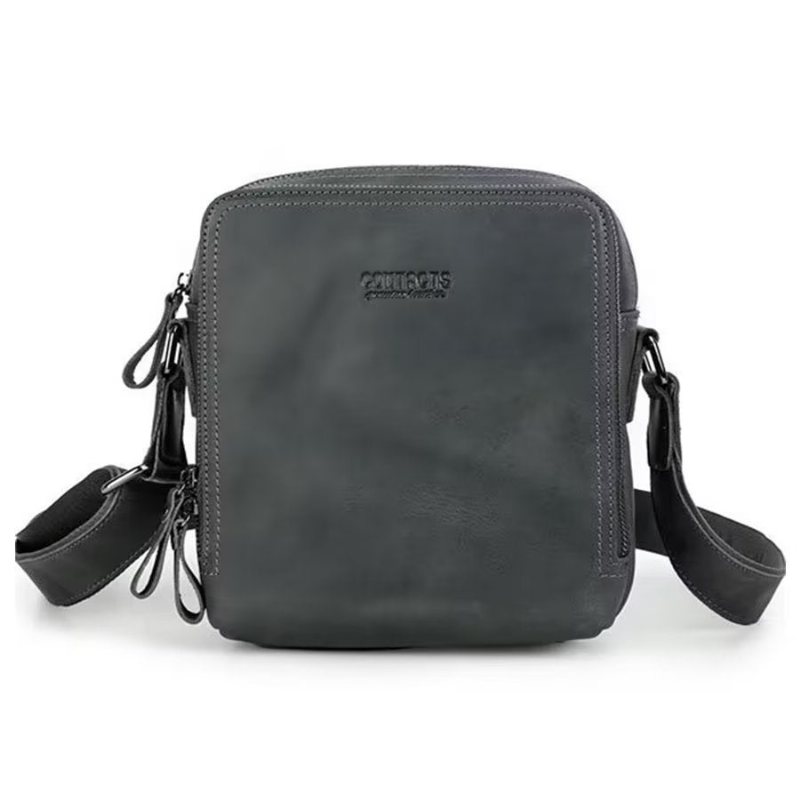 Miesten Olkalaukut Tyylikäs Crazy Horse -nahkainen Kestävä Crossbody-laukku - Harmaa