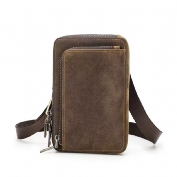 Miesten Olkalaukut Tyylikäs Crazy Horse -nahkainen Vintage Crossbody -laukku