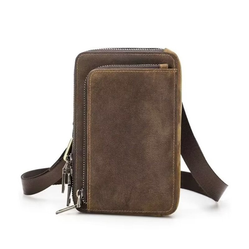 Miesten Olkalaukut Tyylikäs Crazy Horse -nahkainen Vintage Crossbody -laukku - Kahvi