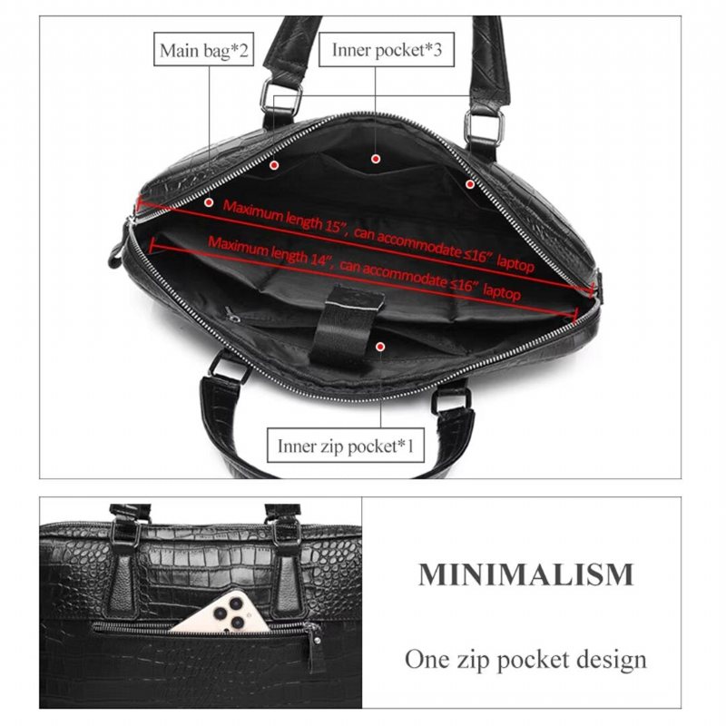 Miesten Olkalaukut Vanguard Leather Square Tote - Musta