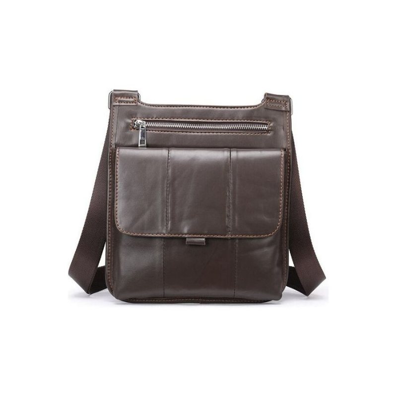 Miesten Olkalaukut Vetoketjullinen Läppä Crossbody Messenger Bag - Kahvi