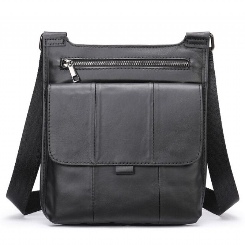 Miesten Olkalaukut Vetoketjullinen Läppä Crossbody Messenger Bag - Musta