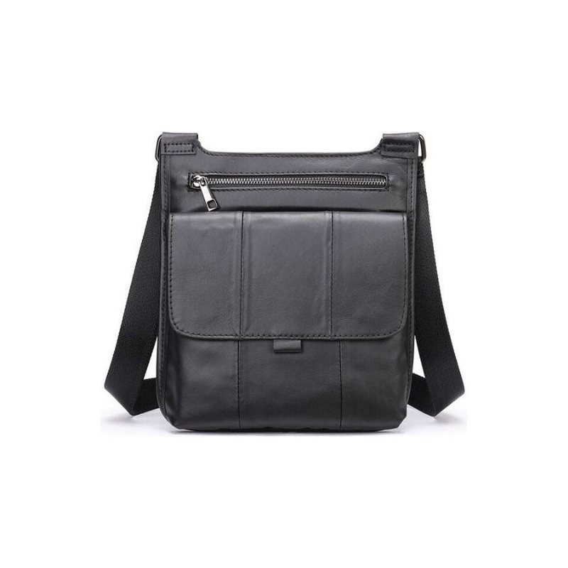 Miesten Olkalaukut Vetoketjullinen Läppä Crossbody Messenger Bag - Musta