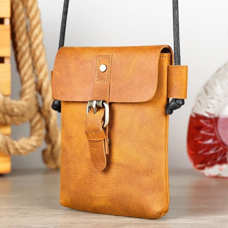 Miesten Olkalaukut Ylellinen Crazy Horse -nahkainen Crossbody Laukku - Ruskea