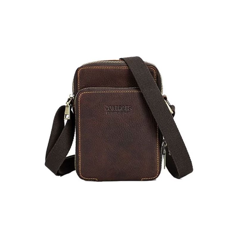 Miesten Olkalaukut Ylellinen Crossbody Messenger Bag Crazy Horse -kokoelma - Kahvia