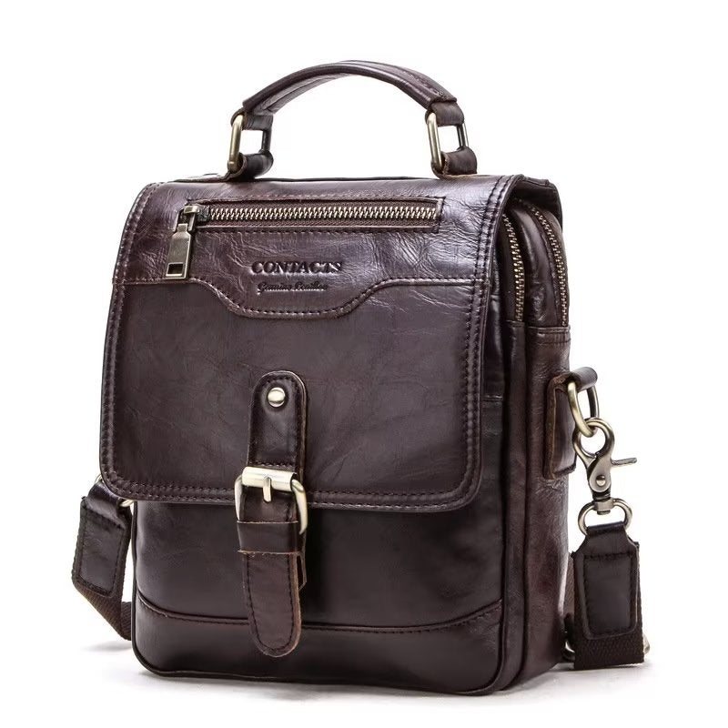 Miesten Olkalaukut Ylellinen Crossbody Messenger Bag Crazy Horse Rugged Collection - Kahvi