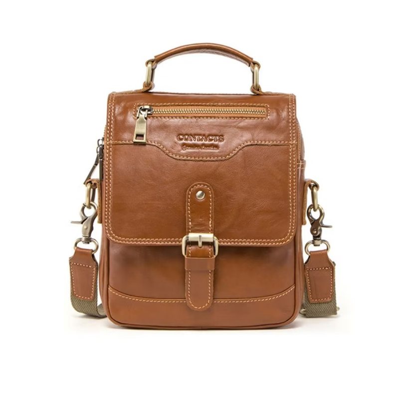 Miesten Olkalaukut Ylellinen Crossbody Messenger Bag Crazy Horse Rugged Collection - Ruskea