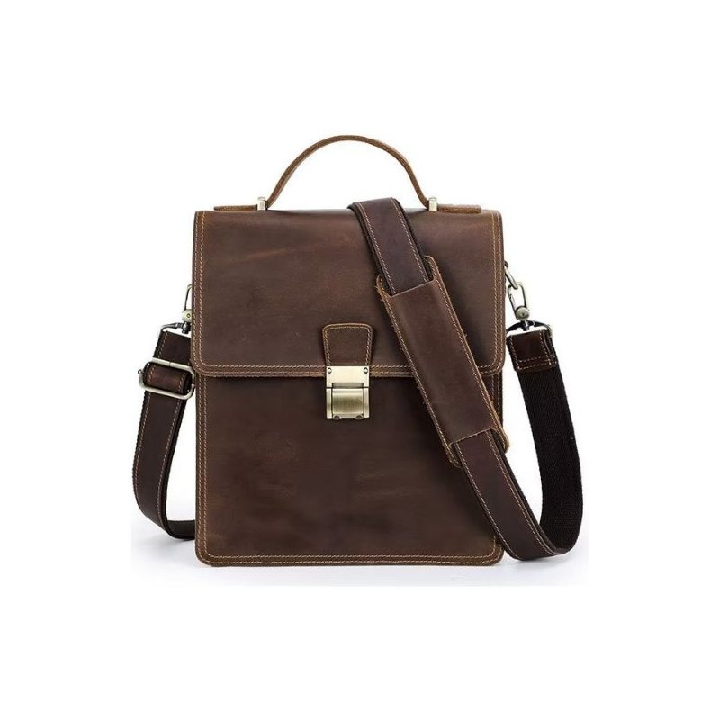 Miesten Olkalaukut Ylellinen Crossbody Messenger Bag Crazy Horse Vintage Collection - Kahvia