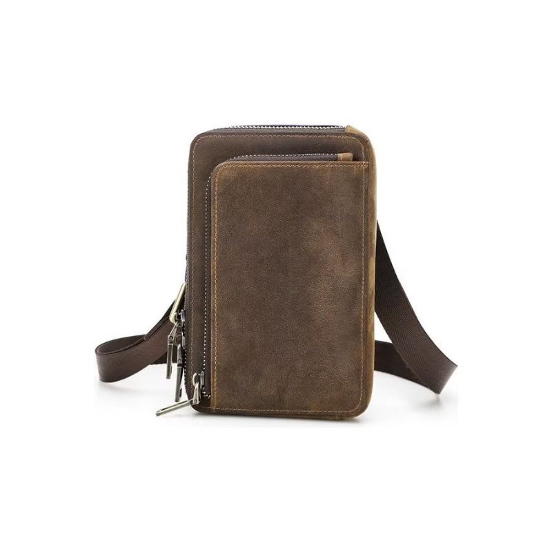 Miesten Olkalaukut Ylellinen Nahkaläppä Vintage Crossbody Laukku - Kahvia