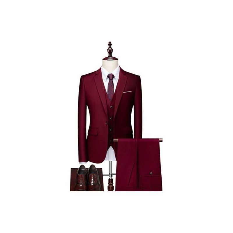 Miesten Puvut Acetate Blazer Pants -pukusarja - Burgundy