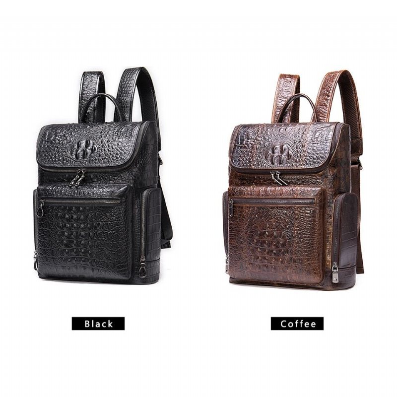 Miesten Reput Vintage Chic Alligator Leather Tech -matkareppu - Musta