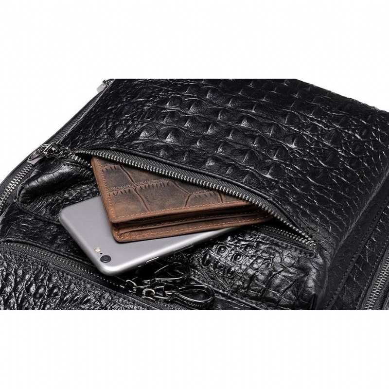 Miesten Reput Vintage Chic Alligator Leather Tech -matkareppu - Musta