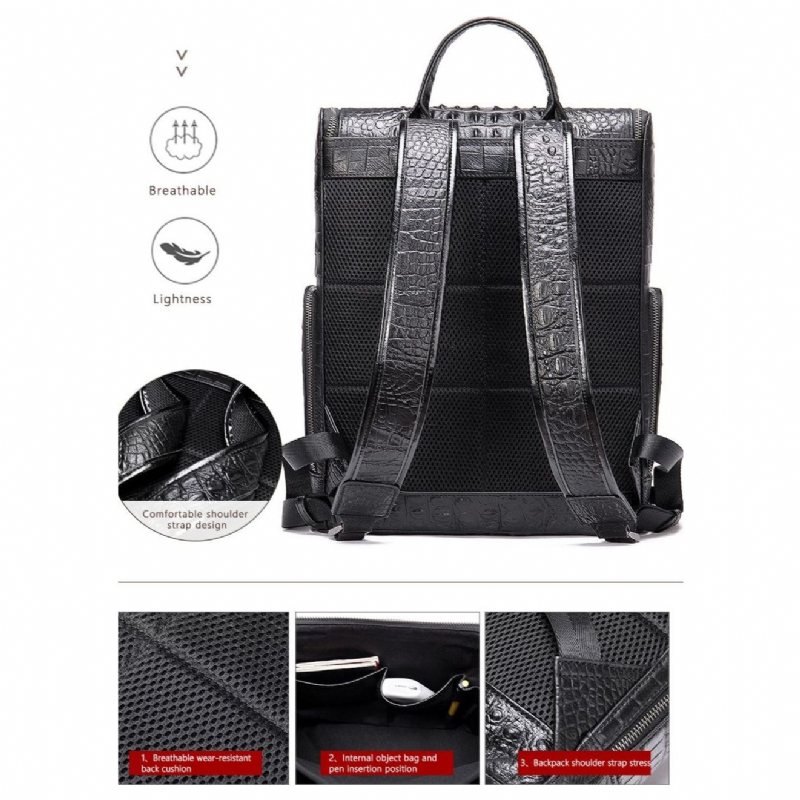 Miesten Reput Vintage Chic Alligator Leather Tech -matkareppu - Musta