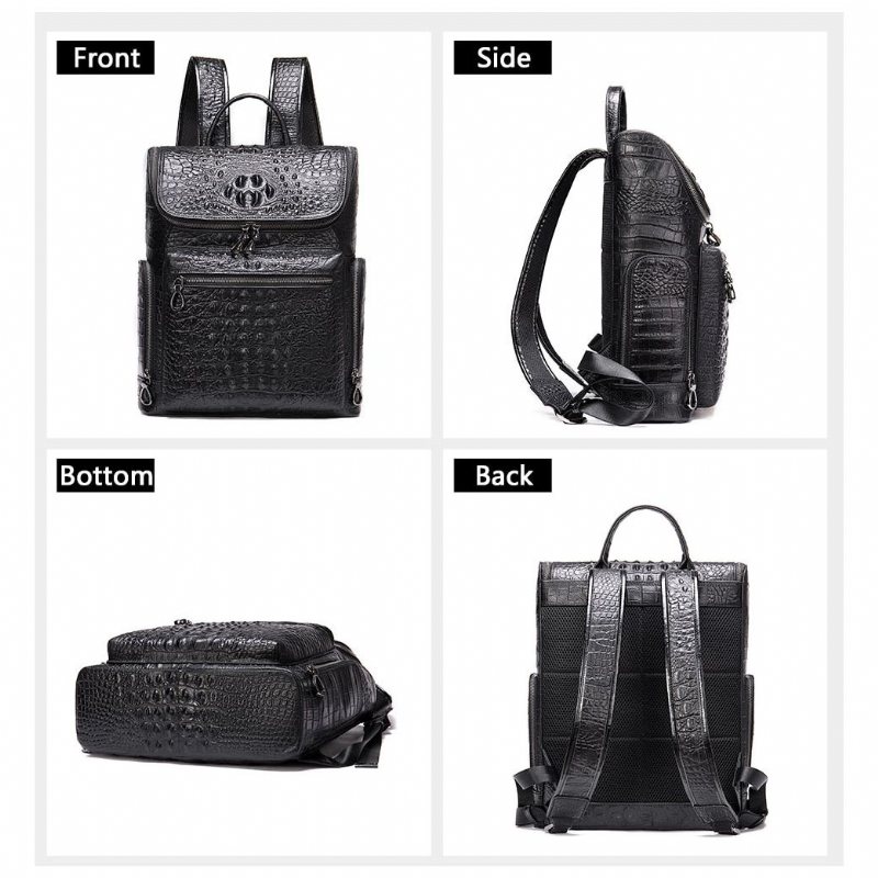 Miesten Reput Vintage Chic Alligator Leather Tech -matkareppu - Musta