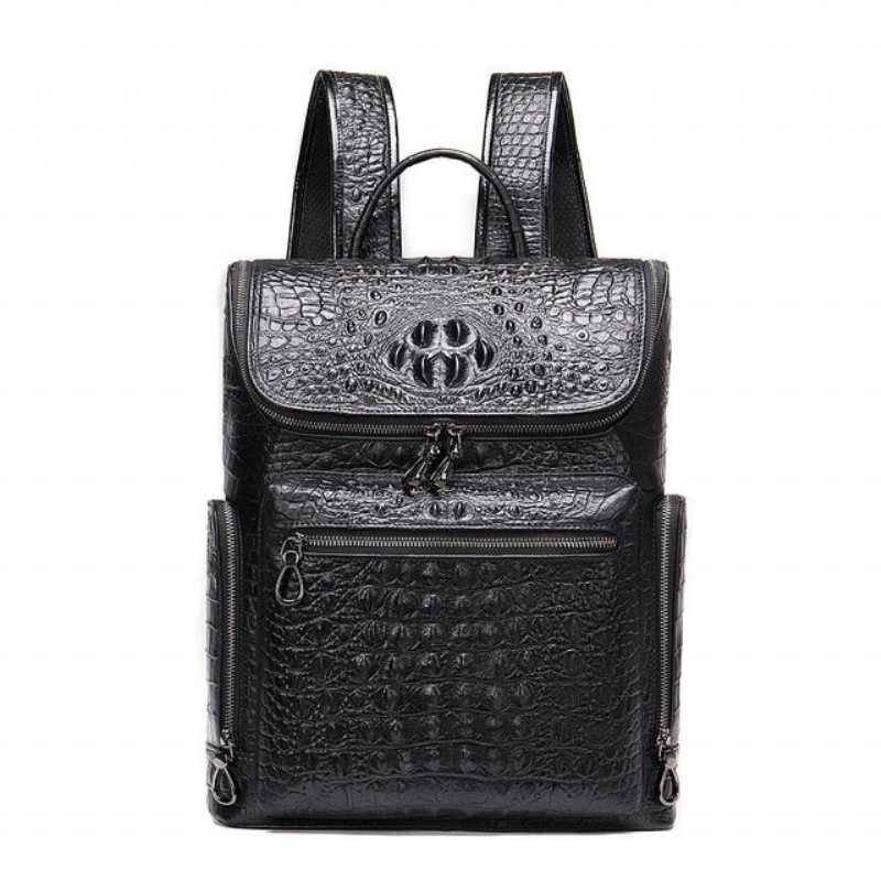 Miesten Reput Vintage Chic Alligator Leather Tech -matkareppu - Musta