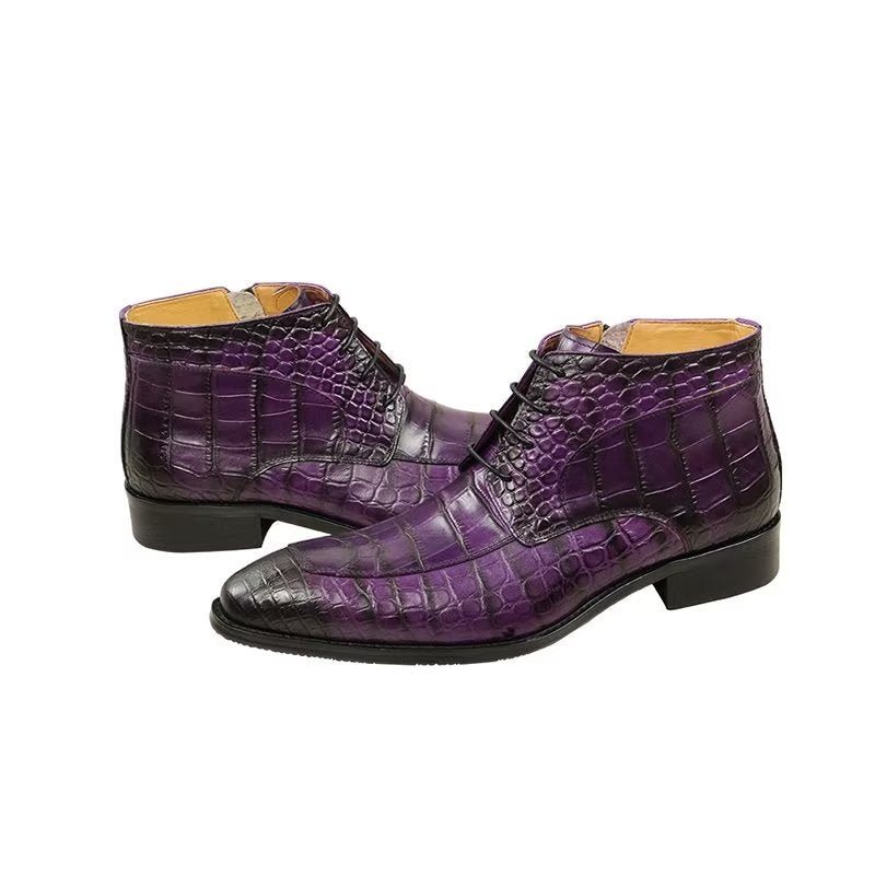 Miesten Saappaat Elegantti Nahkaprintti Lace-up Ylelliset Nilkkurit - Purppura