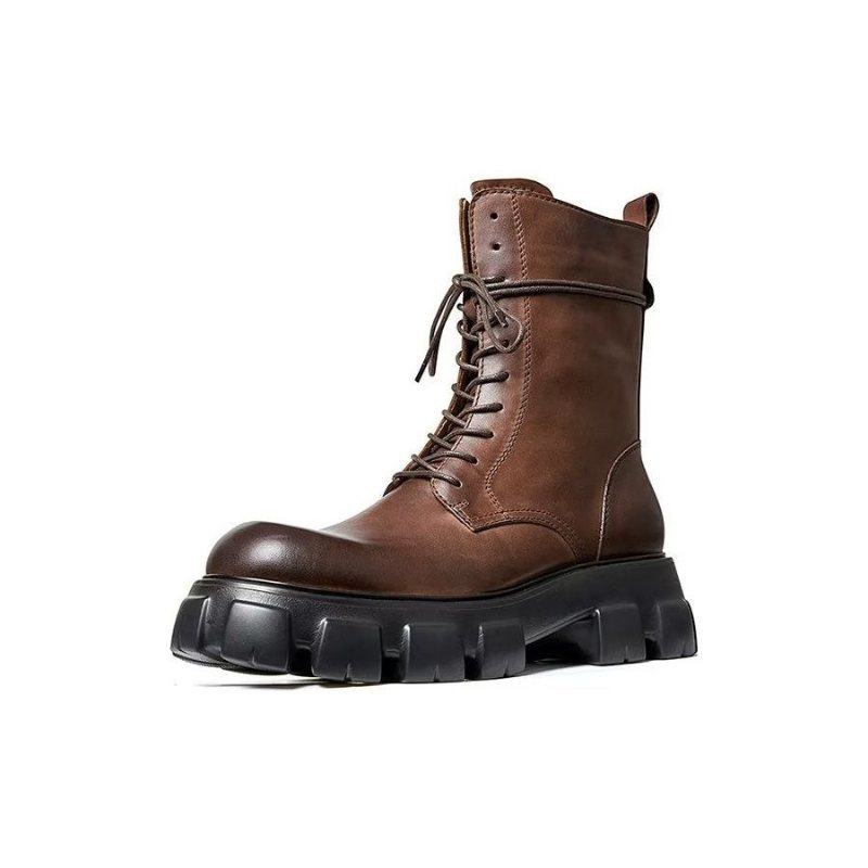 Miesten Saappaat Elegantti Vintage Lehmännahkas Lyhyt Vetoketju Klassiset Martin Boots - Ruskea