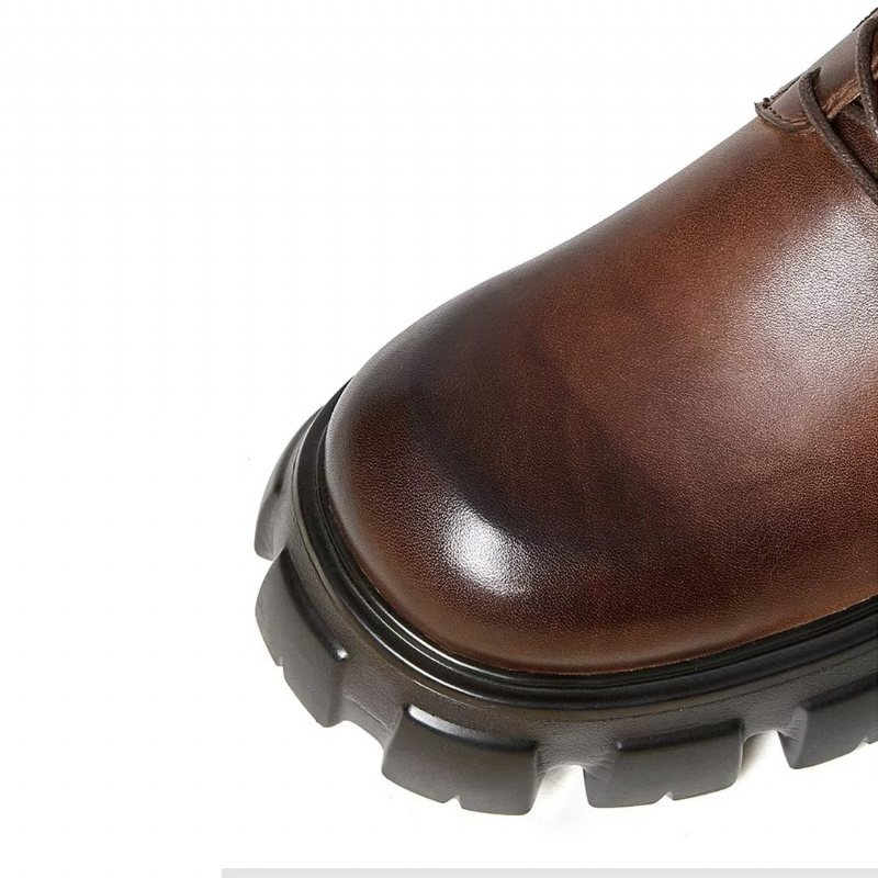 Miesten Saappaat Elegantti Vintage Lehmännahkas Lyhyt Vetoketju Klassiset Martin Boots - Ruskea