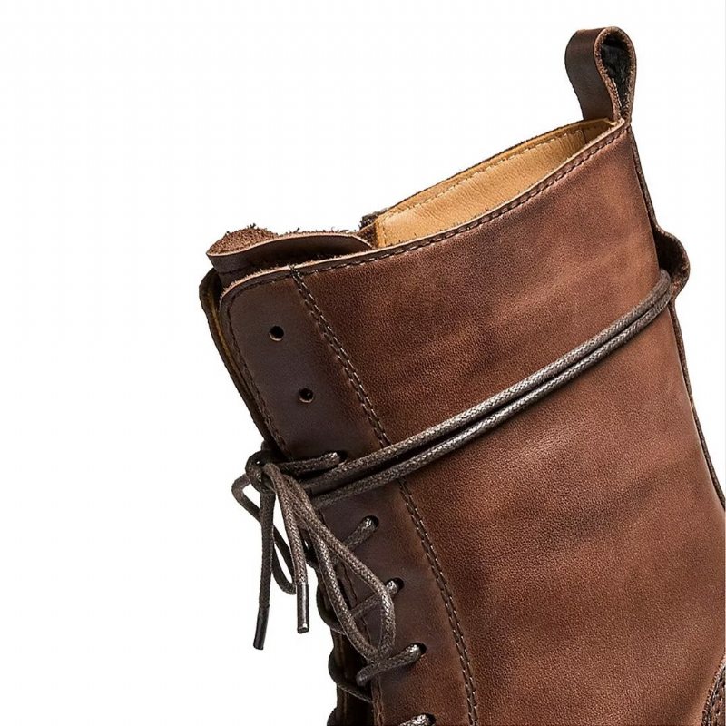 Miesten Saappaat Elegantti Vintage Lehmännahkas Lyhyt Vetoketju Klassiset Martin Boots - Ruskea