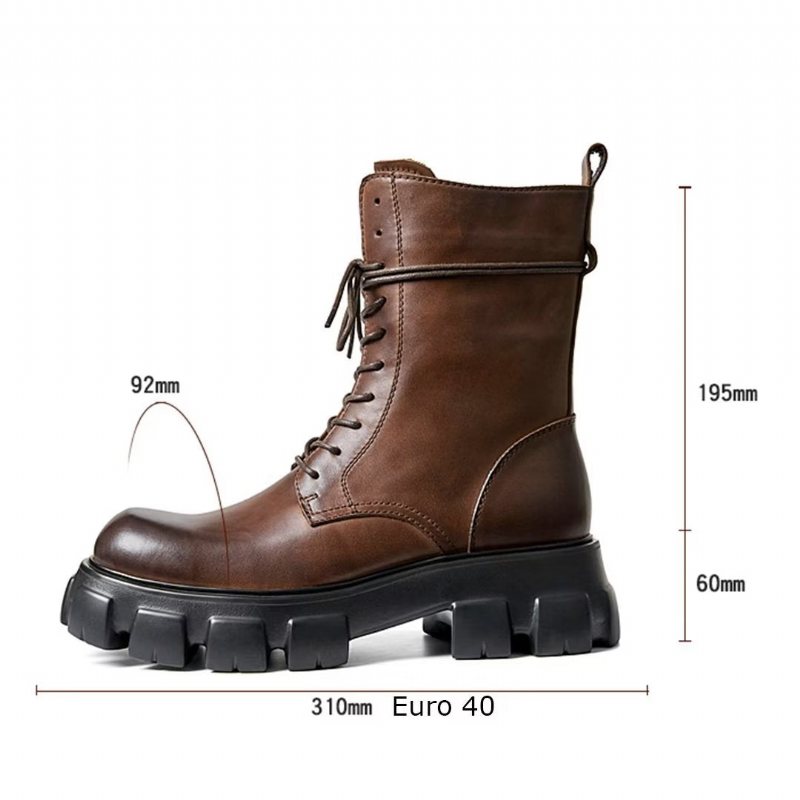 Miesten Saappaat Elegantti Vintage Lehmännahkas Lyhyt Vetoketju Klassiset Martin Boots - Ruskea