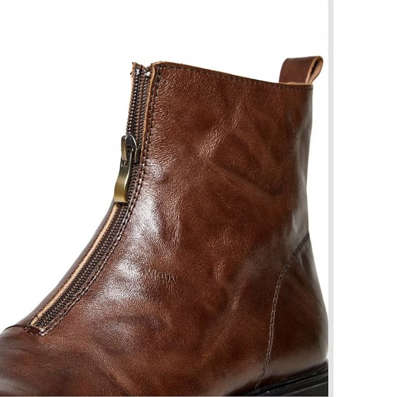 Miesten Saappaat Lampaannahkaa Chic Vetoketju Vintage Martin Boots - Ruskea