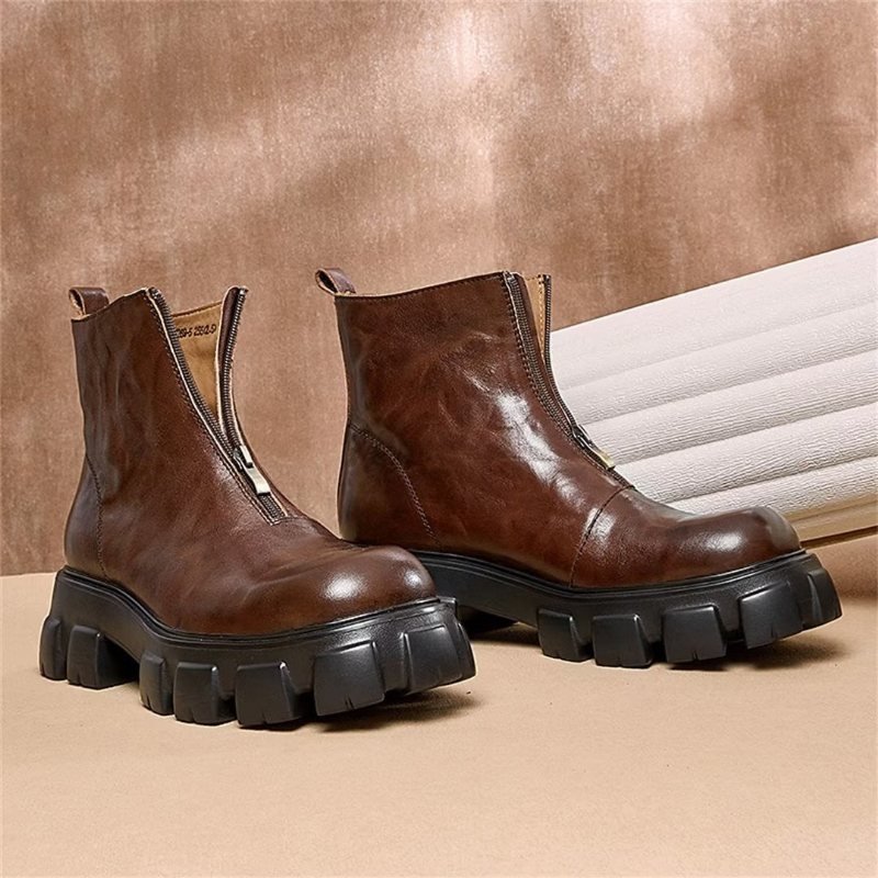 Miesten Saappaat Lampaannahkaa Chic Vetoketju Vintage Martin Boots - Ruskea