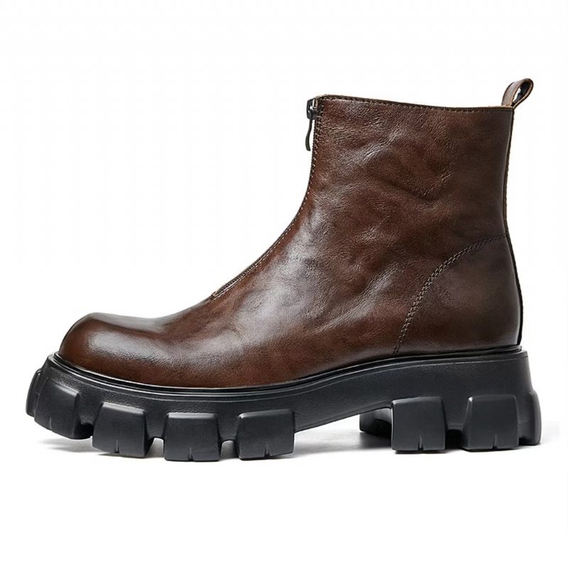 Miesten Saappaat Lampaannahkaa Chic Vetoketju Vintage Martin Boots - Ruskea