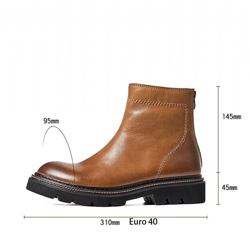 Miesten Saappaat Lampaannahkaa Chic Vintage Lyhyt Vetoketju Klassiset Martin Boots - Ruskea